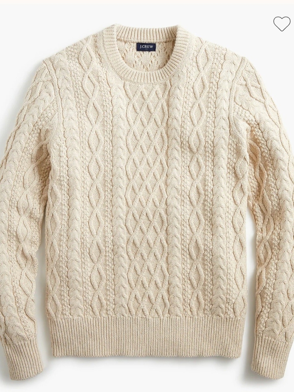 J. Crew Women's Cream Cable-Knit Crewneck Sweater